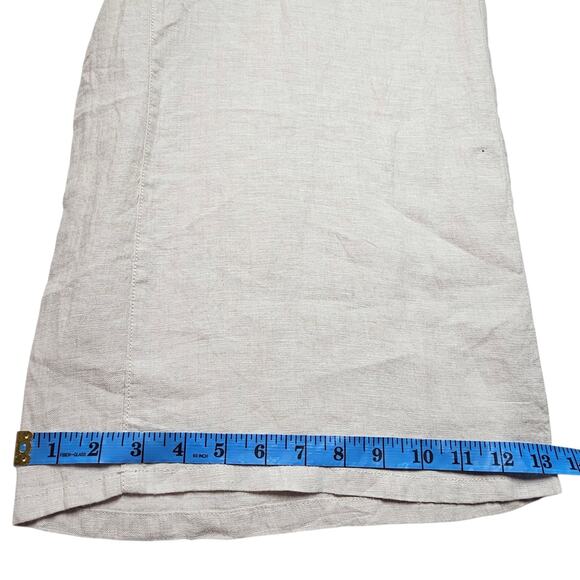 Tahari 100% Beige Linen Cropped Elastic Waist Pull-On Lagenlook Pants Size M - Picture 11 of 11